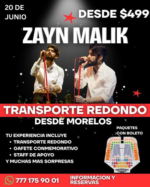 Promoción Zayn Malik transporte desde Morelos